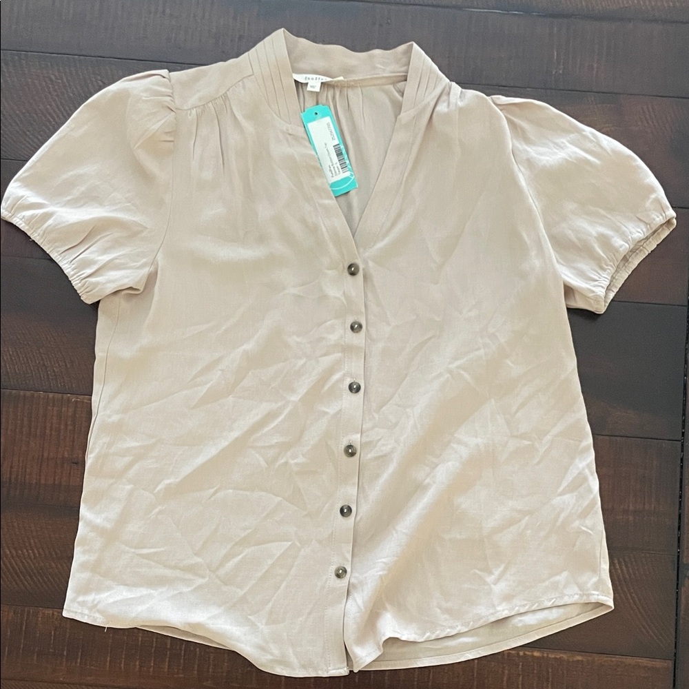 Women's Beige Button-Up Top